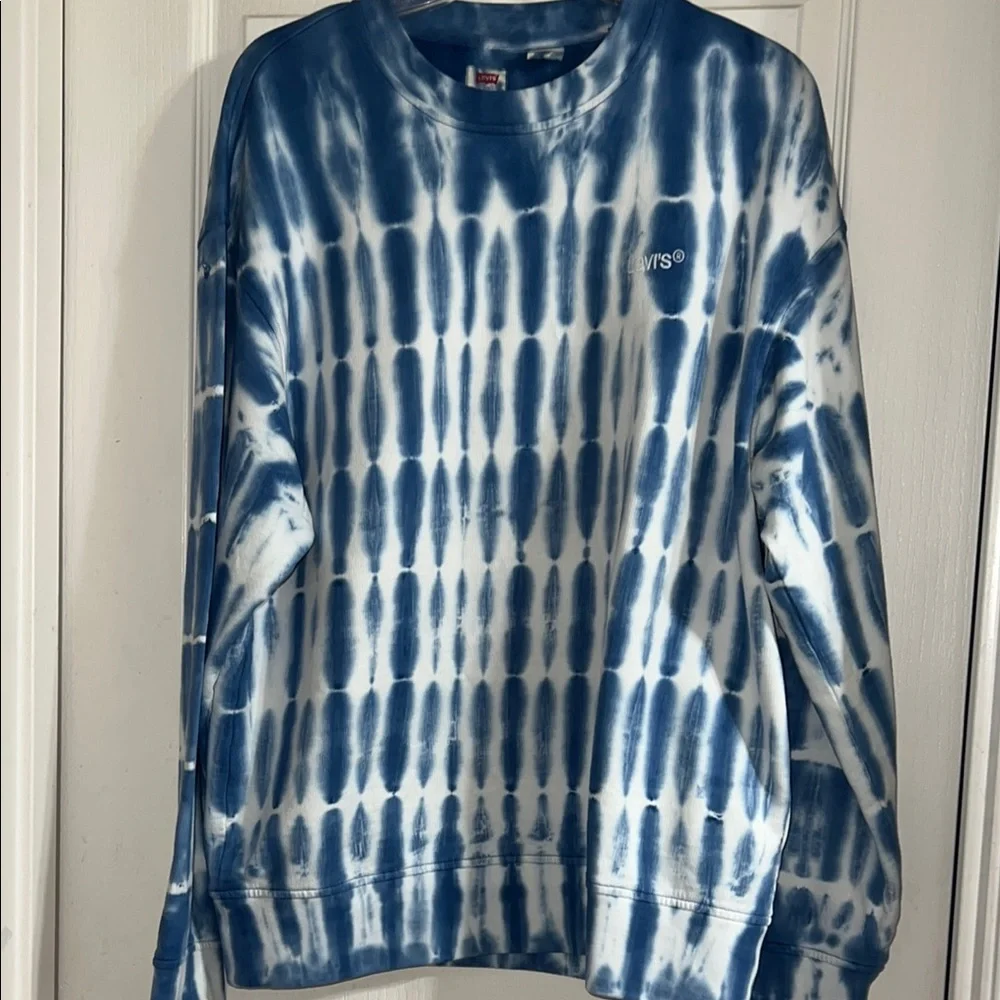 Levi's Men’s Blue and White Tie-Dye‎ Long Sleeve Shirt Size M
